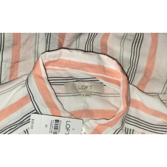 Loft Orange White Button Front Shirt Size Medium M NEW NWT - Picture 3 of 3